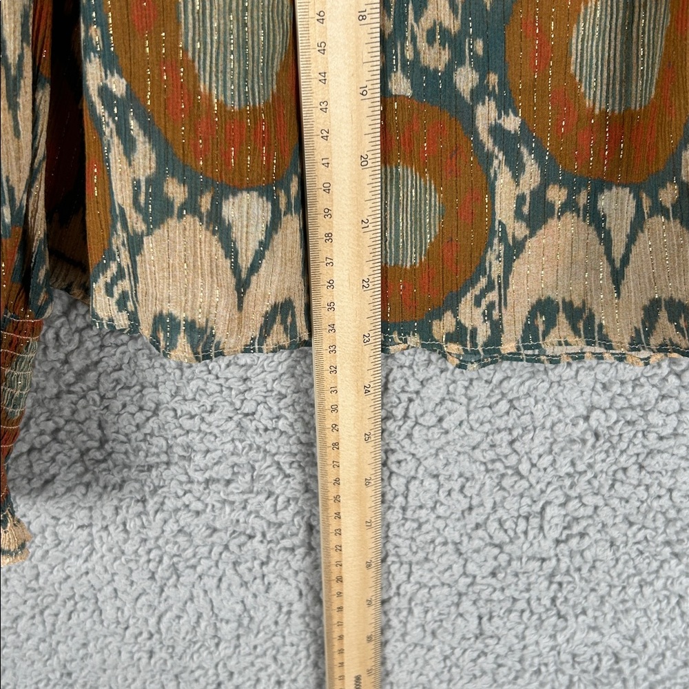 ULLA JOHNSON Long Sleeve Smocked Cuffs Double Lace Metallic Threads Size 8 - Picture 9 of 16